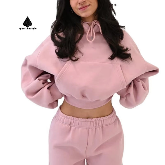 Oversized Fleece Terry Heavyweight Short Hoodie