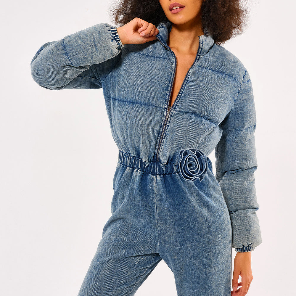Customize Women's Denim Thick Winter fashion lady cloth Casual Jumpsuit