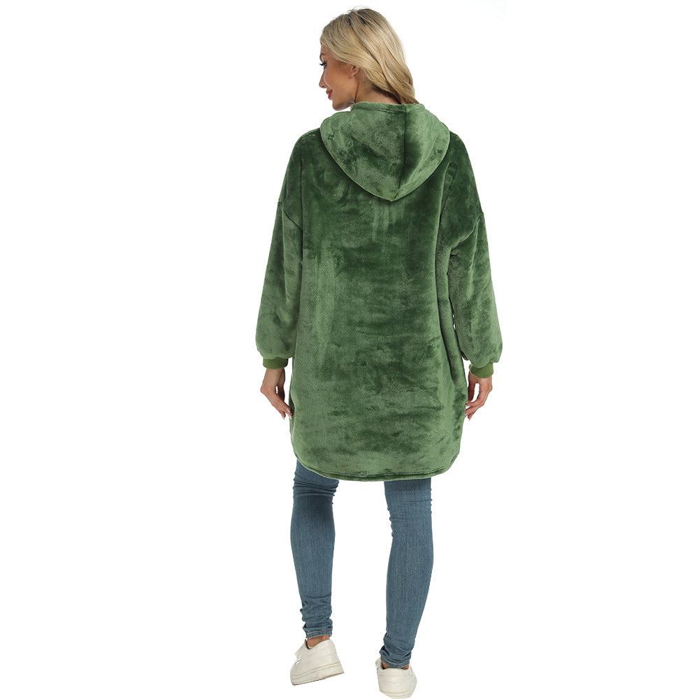 Furry Unisex Fleece Lambhair Pullover Thick Plush Large Pocket Hoodie