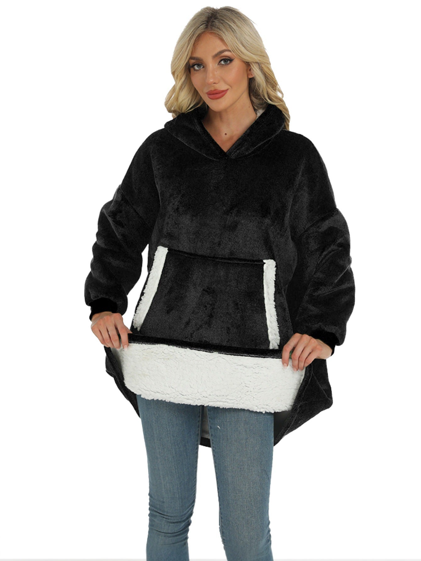 Hoodie Manufacturers Customize Thick Plush Embroidery Bare Large Pocket Hoodie