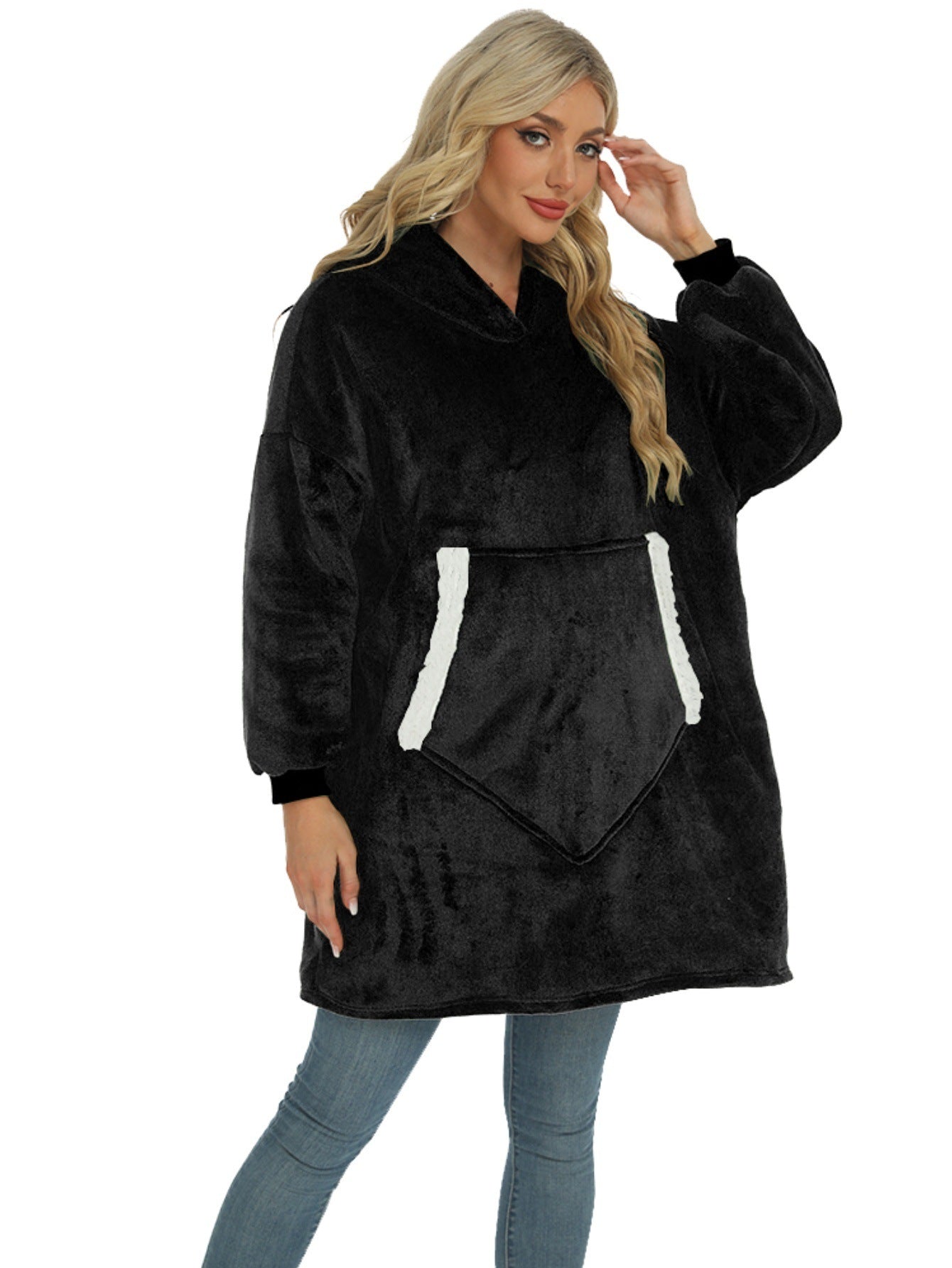 Furry Unisex Fleece Lambhair Pullover Thick Plush Large Pocket Hoodie