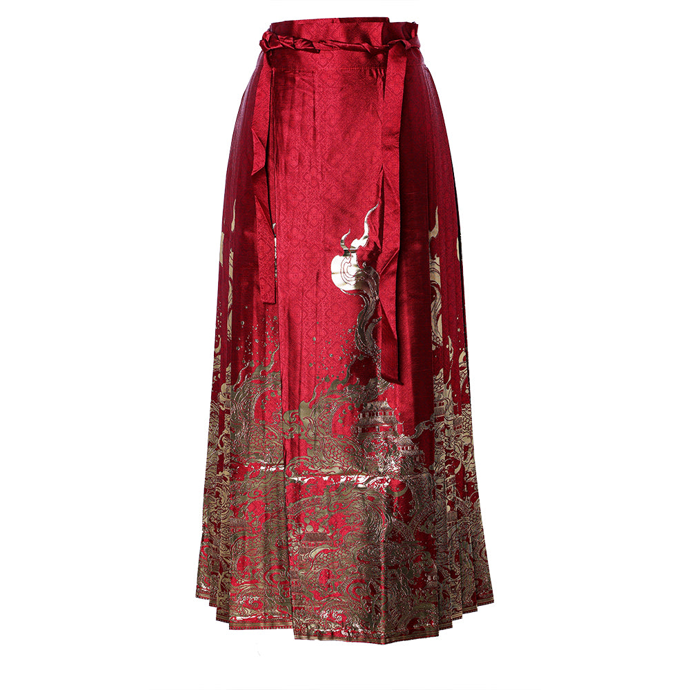Hanfu Chinese Style Retro Pleated Jacquard Mamian Skirt