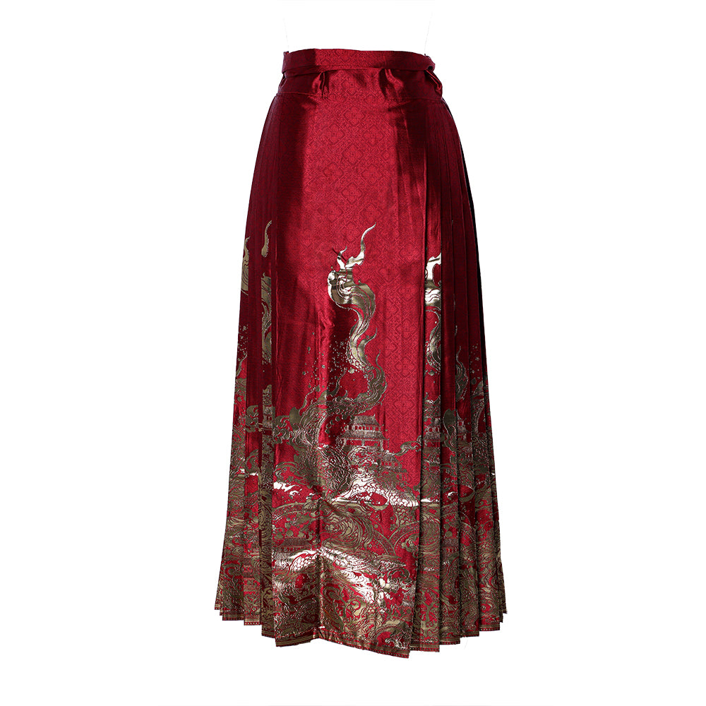 Hanfu Chinese Style Retro Pleated Jacquard Mamian Skirt