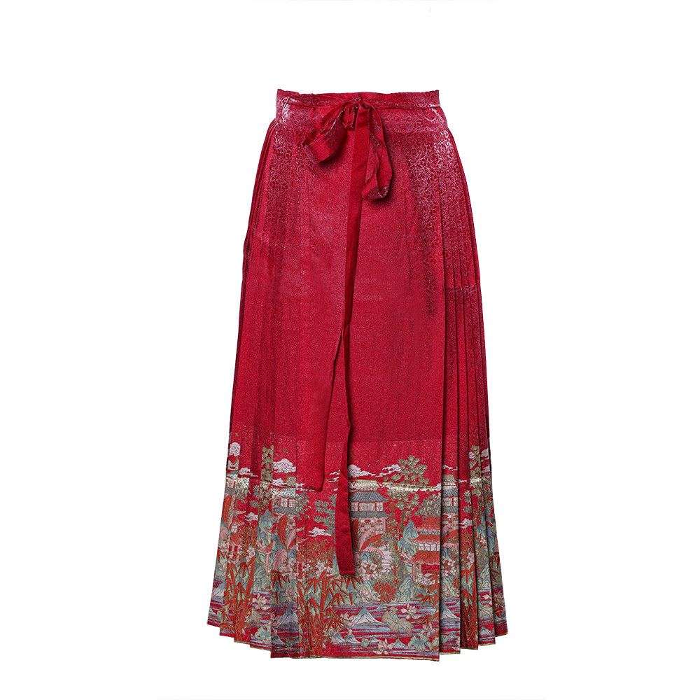 Hanfu Mamian Ming Dynasty Retro Pleated Jacquard Skirt