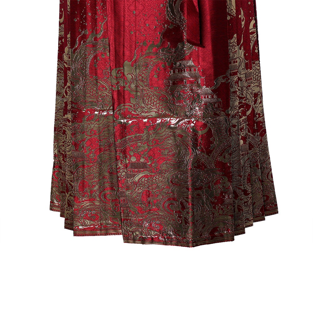 Hanfu Chinese Style Retro Pleated Jacquard Mamian Skirt