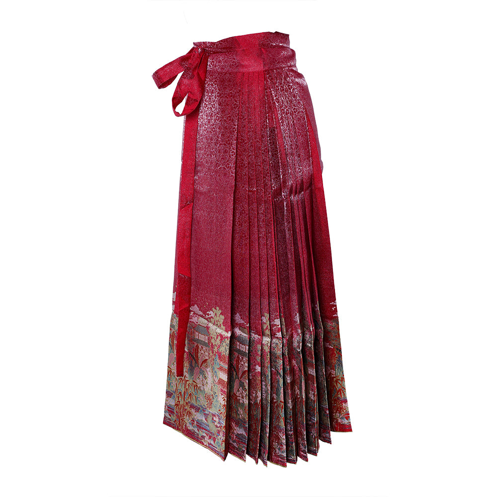 Hanfu Mamian Ming Dynasty Retro Pleated Jacquard Skirt