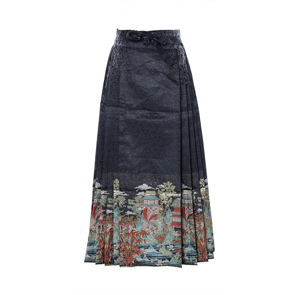 Chinese Traditional Pleats Hanfu Horse Face Skirt