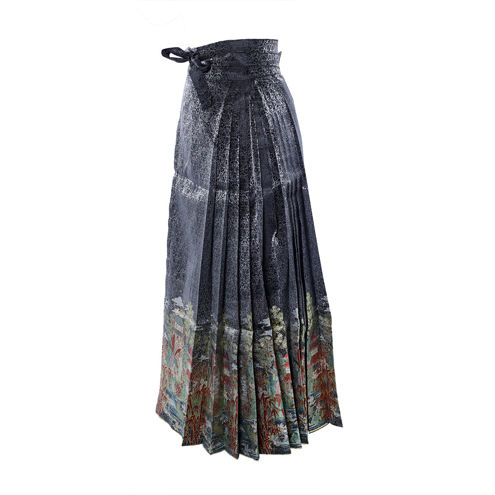Chinese Traditional Pleats Hanfu Horse Face Skirt