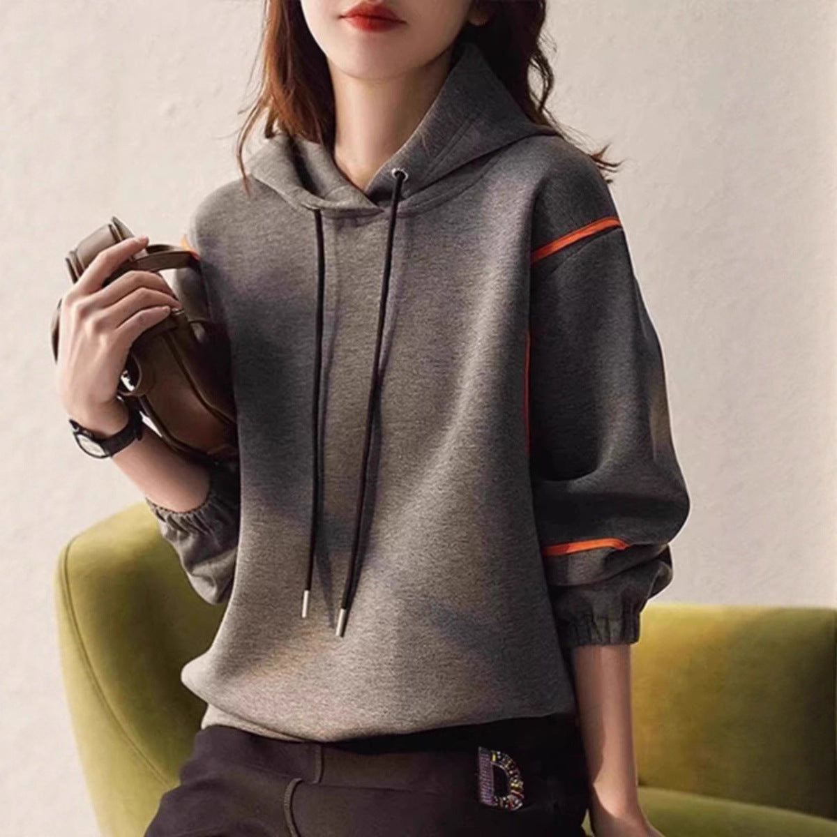 Cotton Fleece Casual Pullover Sweatshirts Drawstring Hoodie