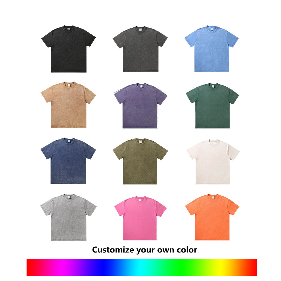 230g organic cotton drop shoulder plus size loose style distressed T-shirt