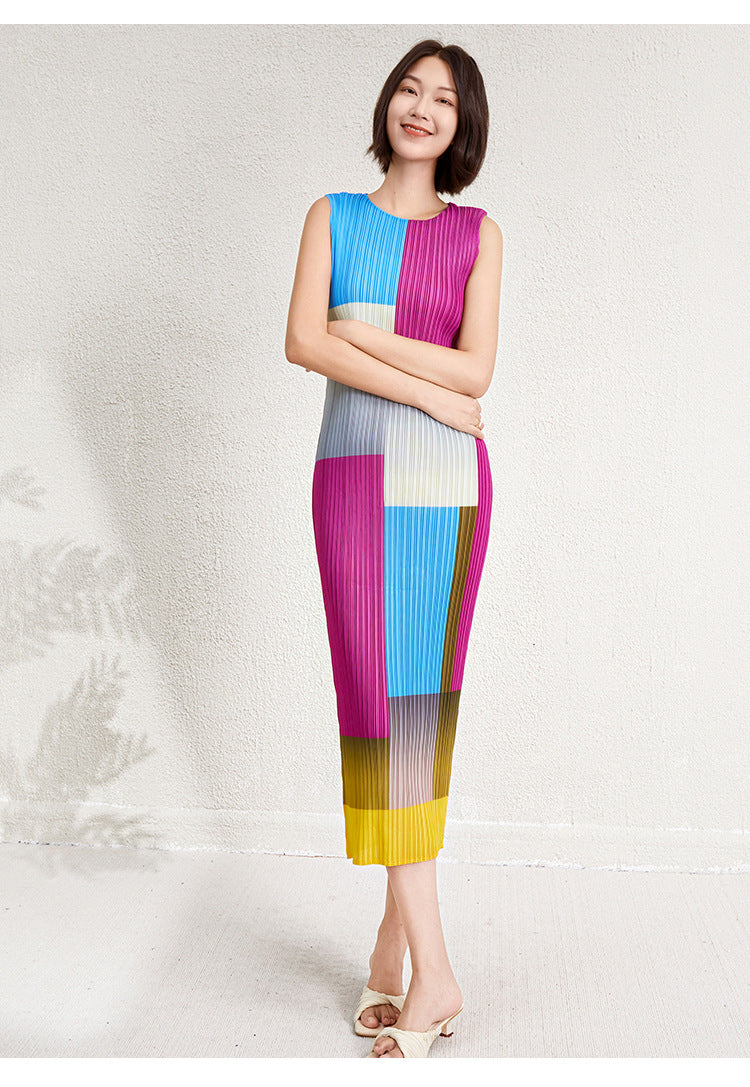 Women's Summer Color Pencil Slim Body Casual Wrinkled Long Dress