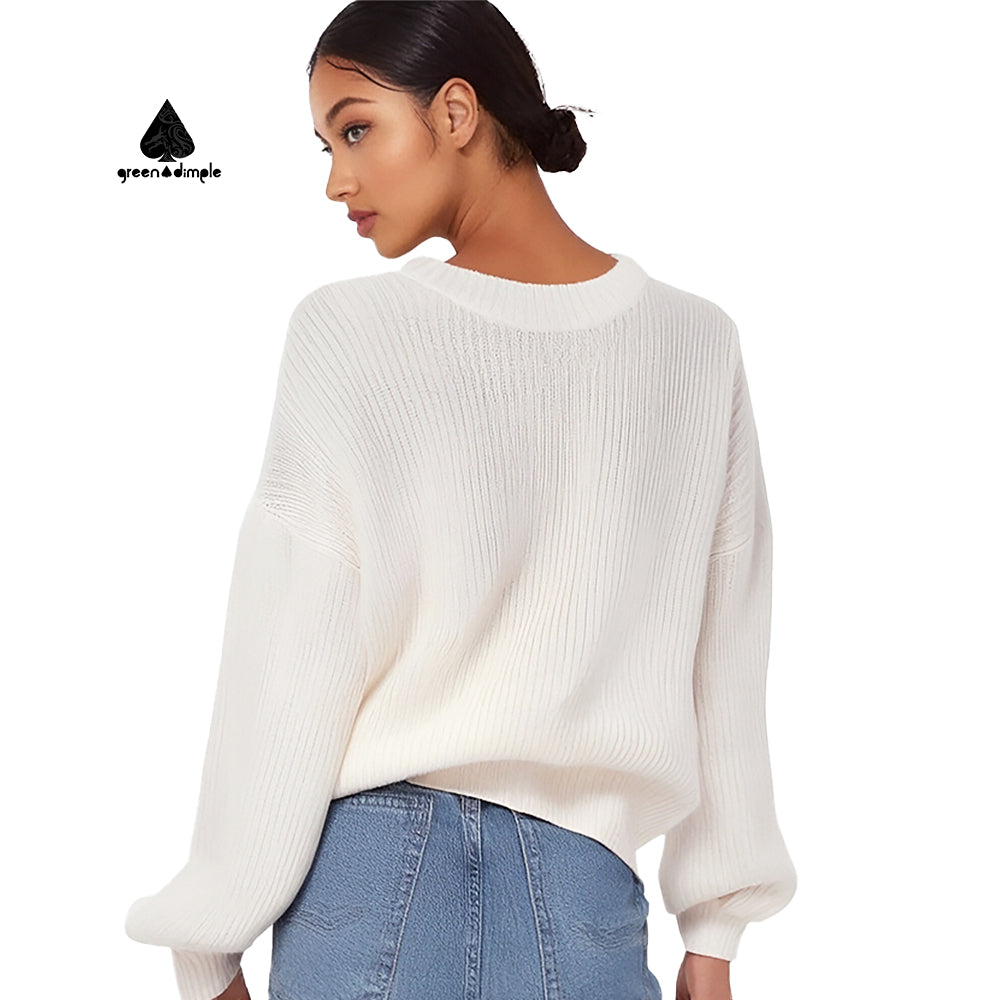 Women's Christmas Sweaters round Neck Solid Ugly Sweaters