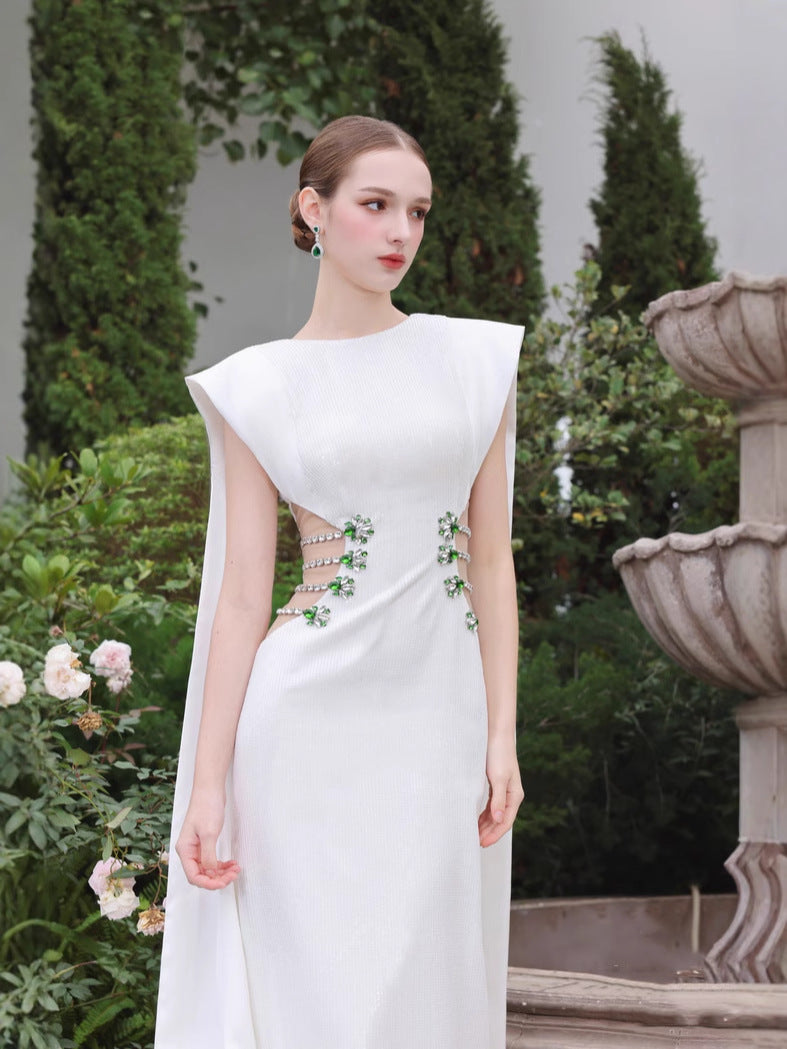 Women's high-end exquisite bandage dress with diamond inlay