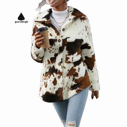 Winter Warm Plush Fleece Flannel Woman Cardigan Fur Coat