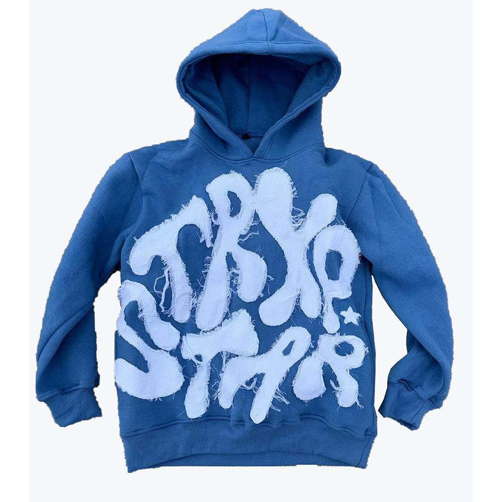 Hip-hop style letter patch embroidered hoodie