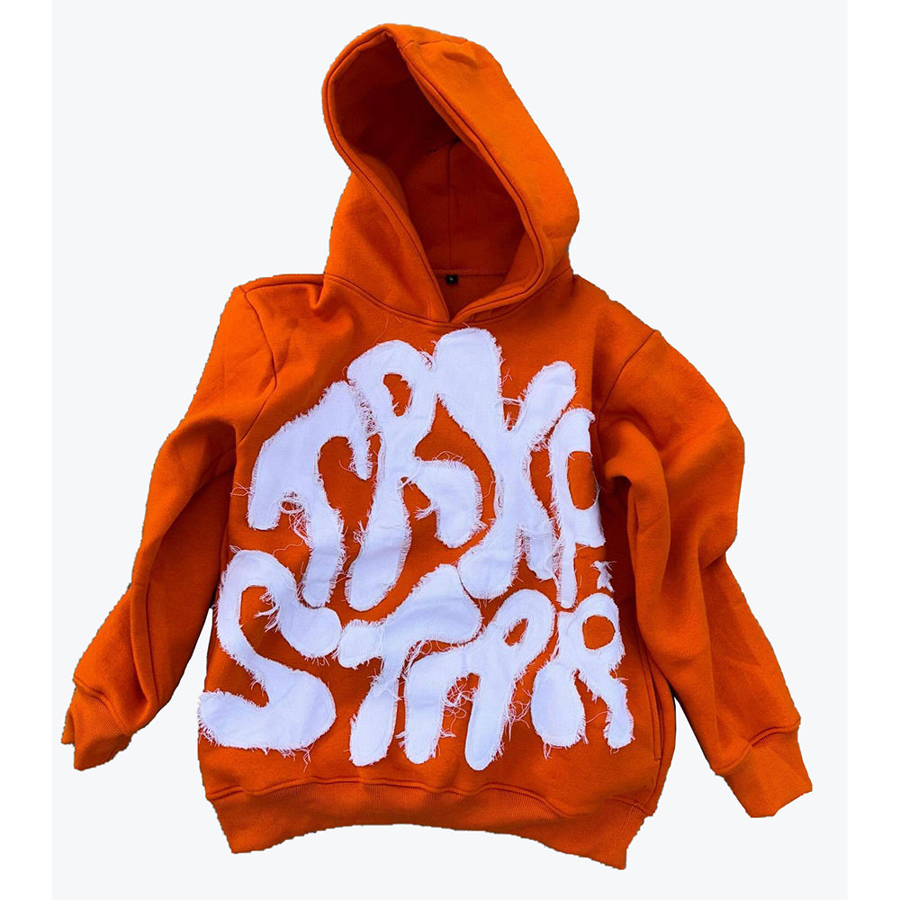 Hip-hop style letter patch embroidered hoodie