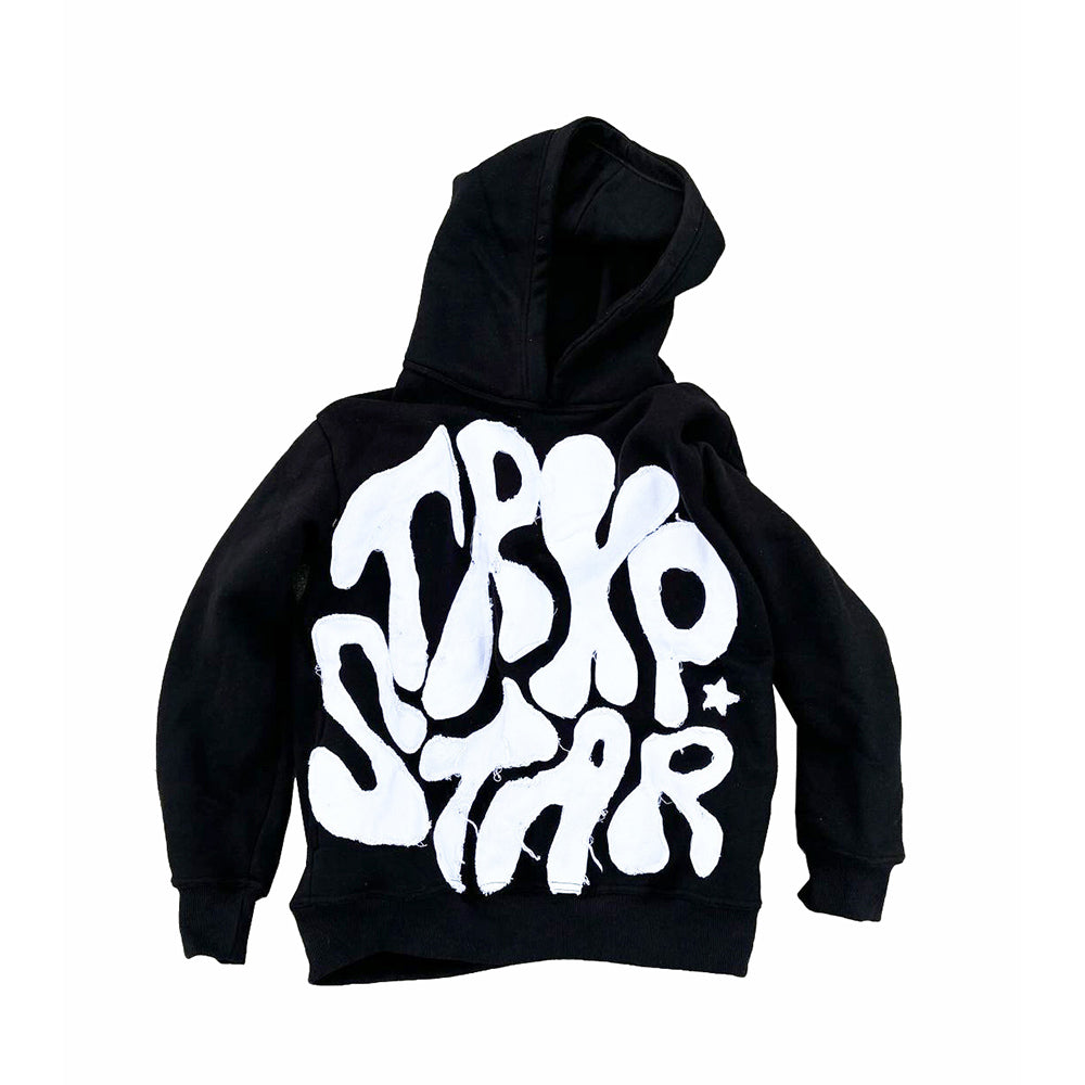 Hip-hop style letter patch embroidered hoodie