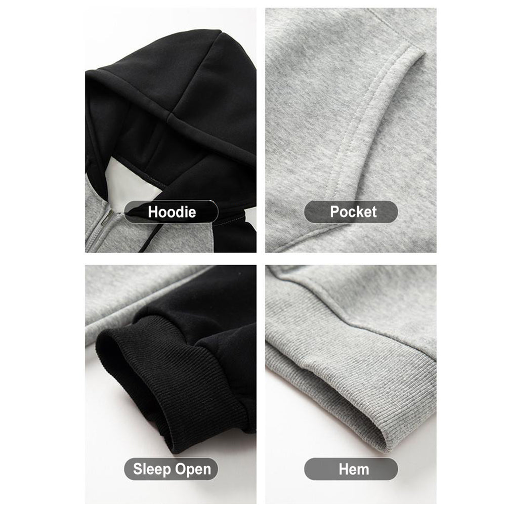 Cotton Fleece Couple Set Design Casual Letter Embroidered Zip Open Hoodie