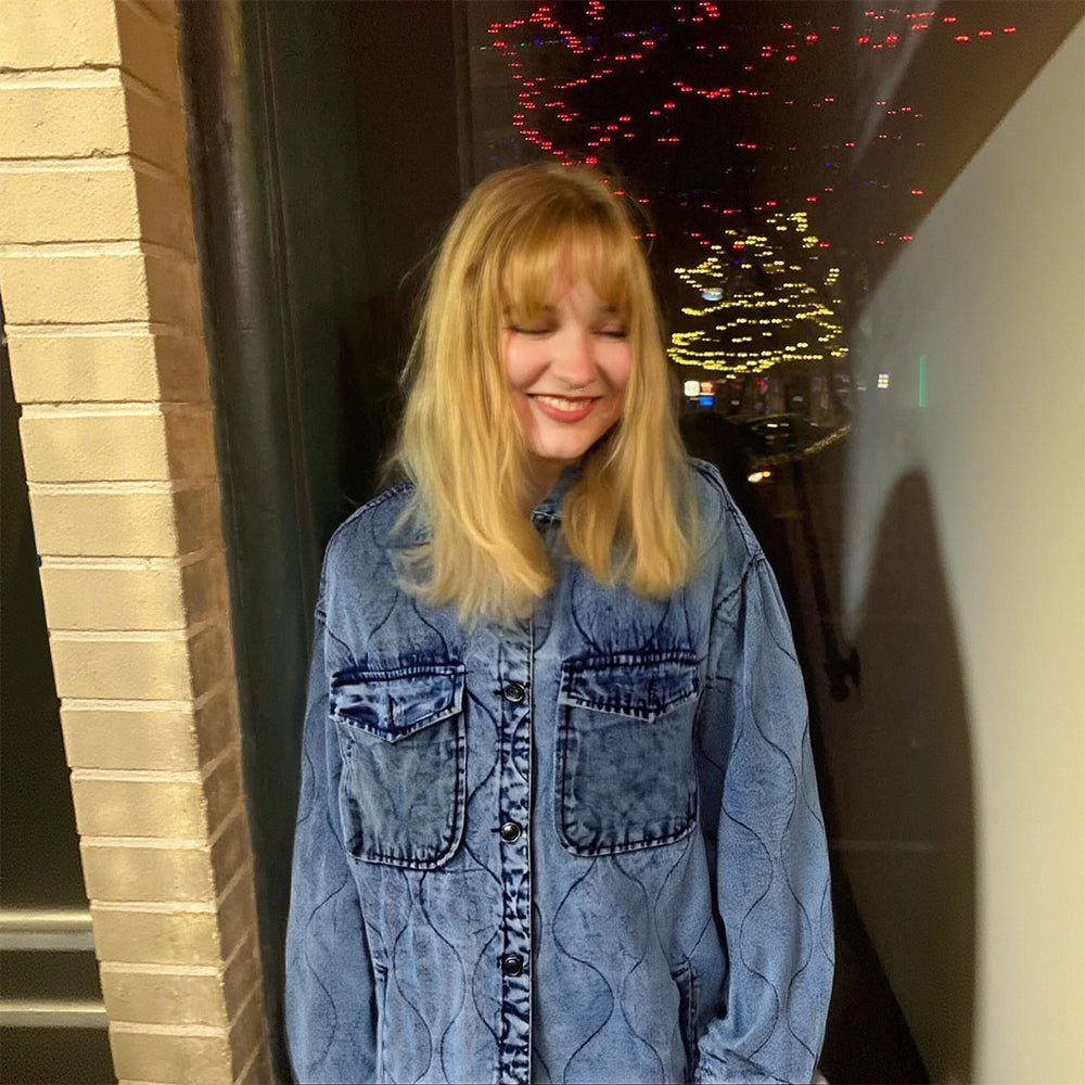 Custom Women's Button up Washed Denim Cozy Coat Winter Jacket