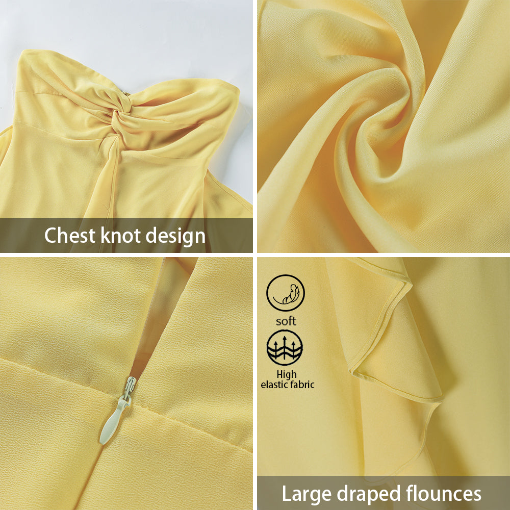 Original solid sleeveless Ruffled Elegant maxi Dress