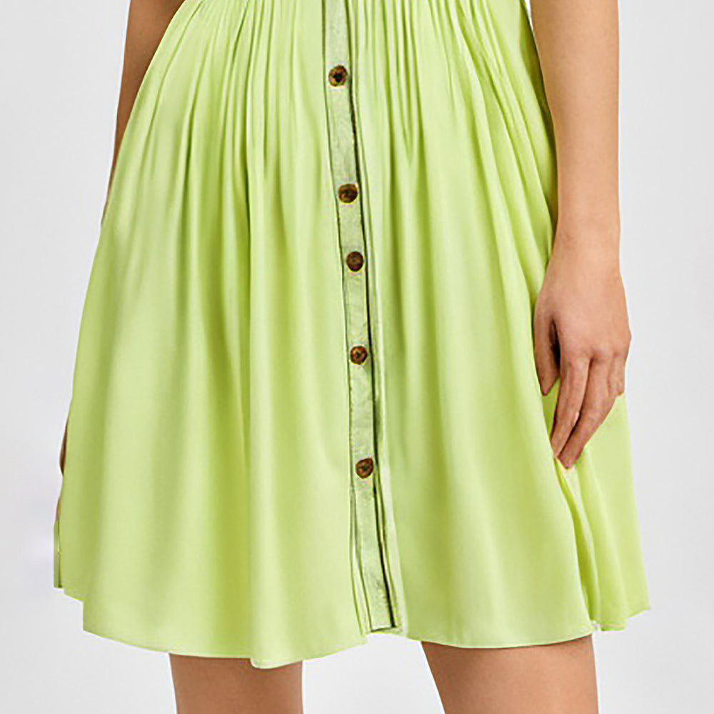 Light Green polynesian women casual short shirt dresses with open front and belt