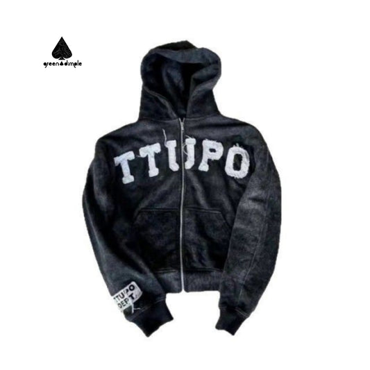 Cotton Distressed Vintage Boxy Fit Oversized Embroidery Patches Hoodies