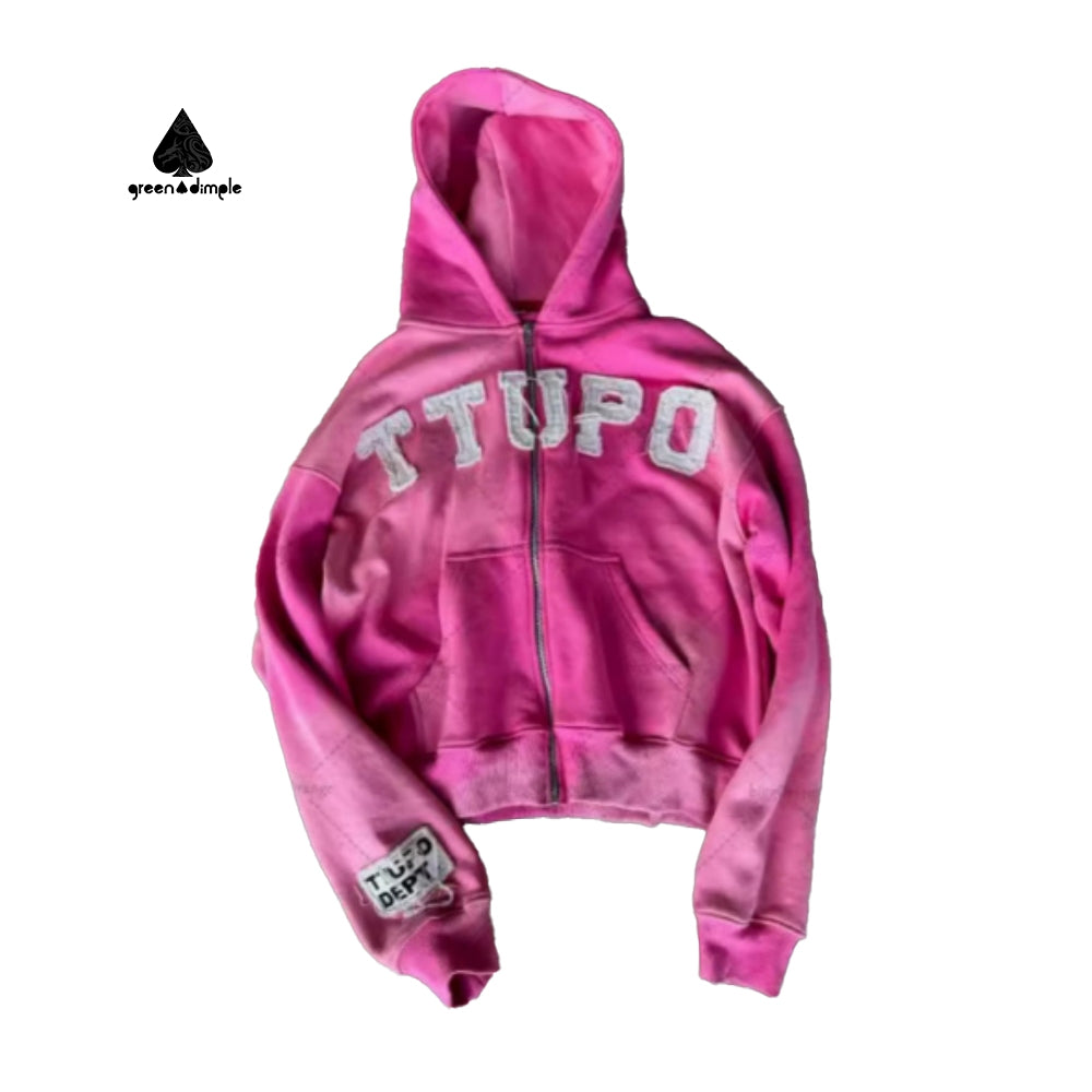 Cotton Distressed Vintage Boxy Fit Oversized Embroidery Patches Hoodies