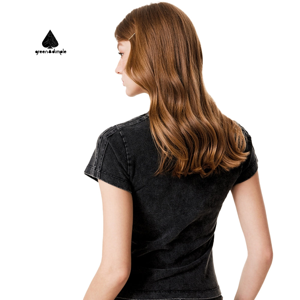 Solid Color Short Sleeved T-shirt Women's 260g Casual Crop Top