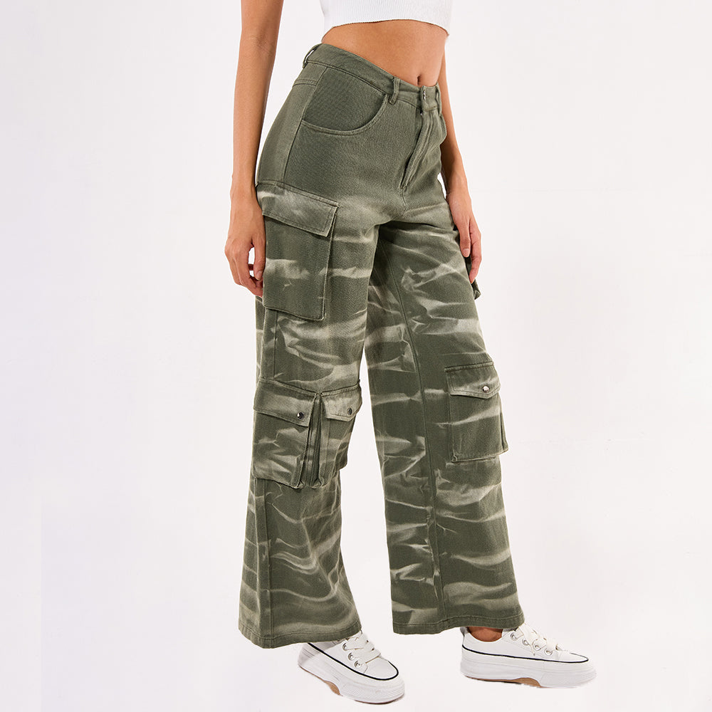 Female combat style Cargo straight casual long Pant