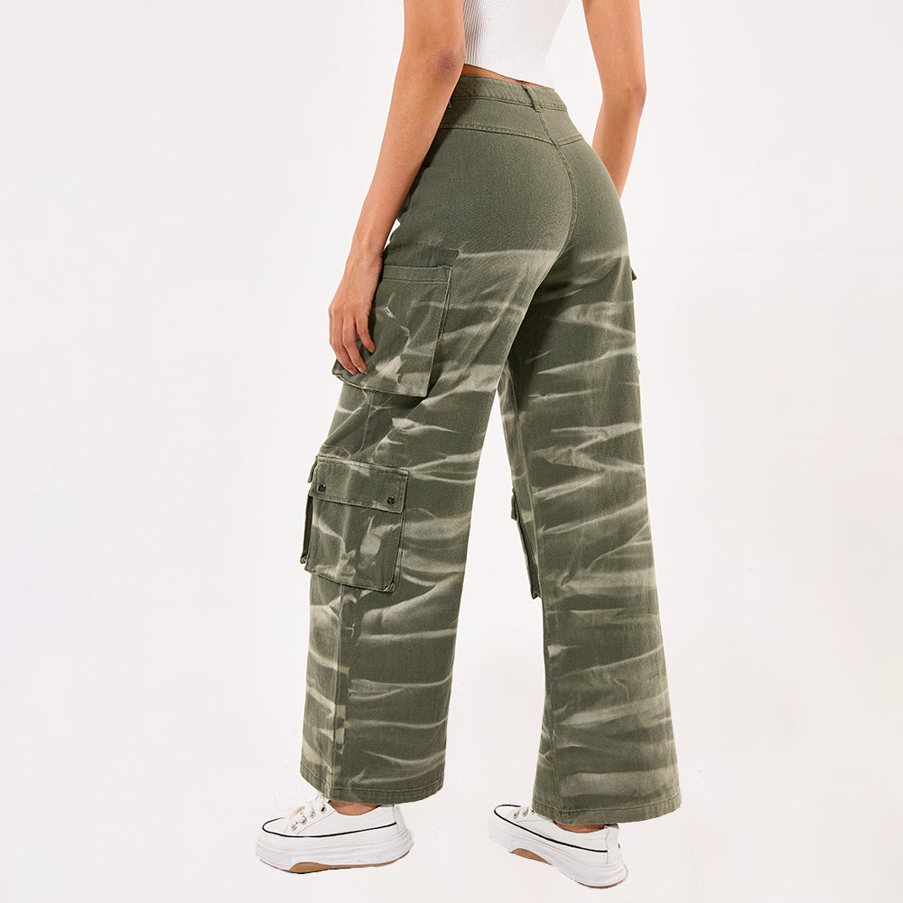 Female combat style Cargo straight casual long Pant