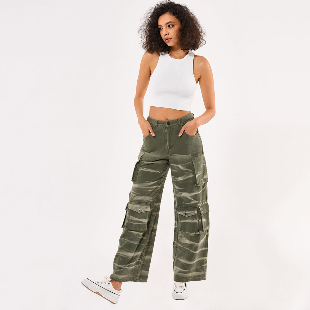 Female combat style Cargo straight casual long Pant