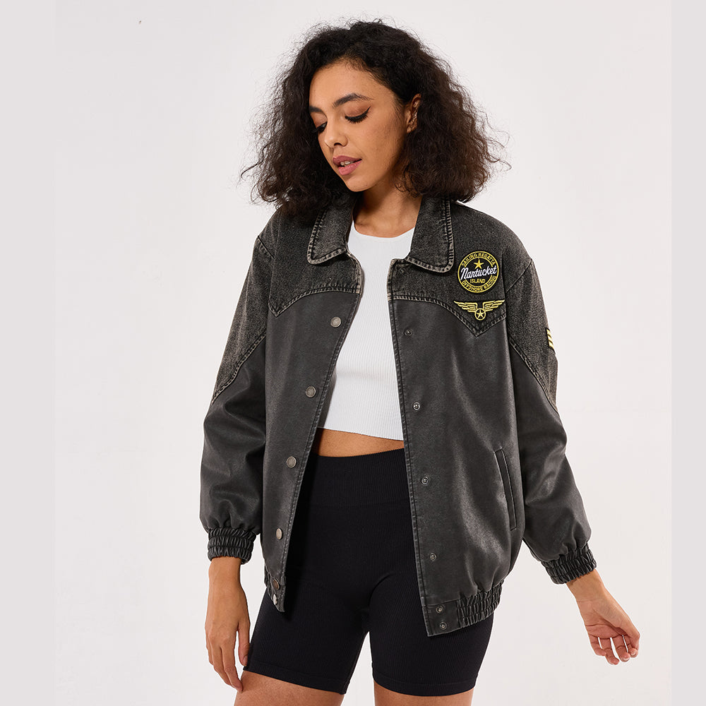 Clothing factory Custom design OEM ODM Denim front open denim jacket