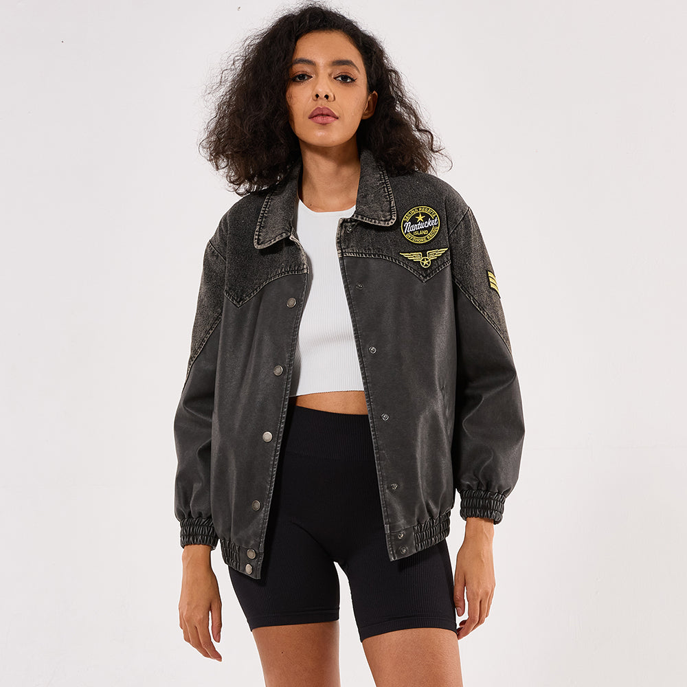 Clothing factory Custom design OEM ODM Denim front open denim jacket
