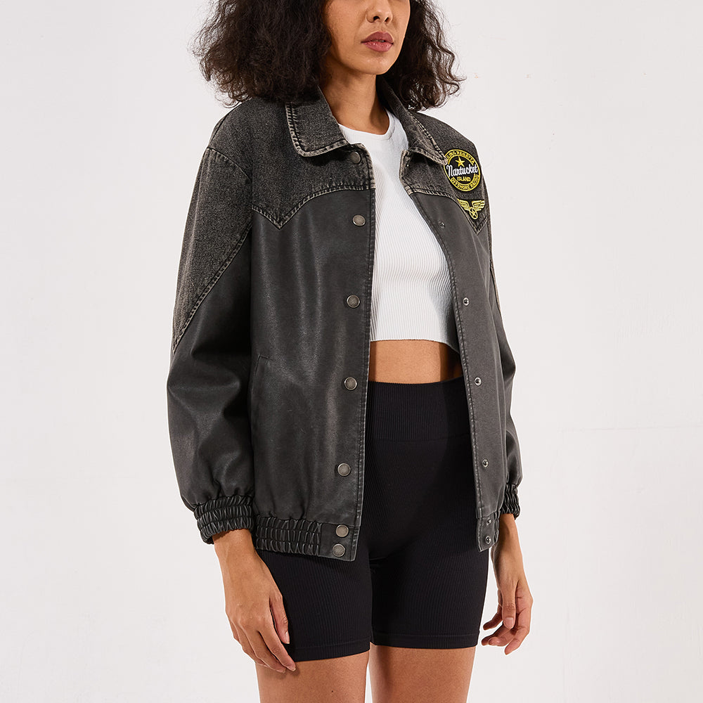 Clothing factory Custom design OEM ODM Denim front open denim jacket
