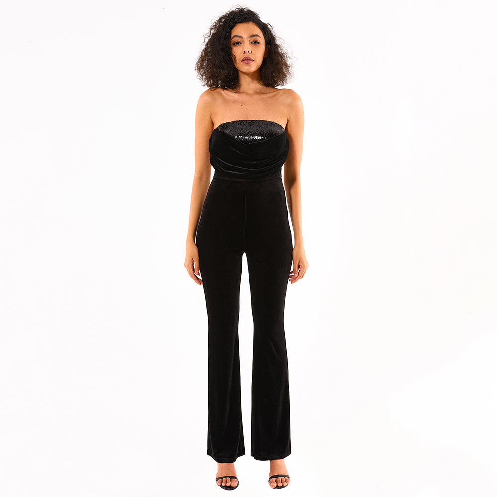 Customize design OEM ODM Sequin bodycon fashion club wear party jumpsuit