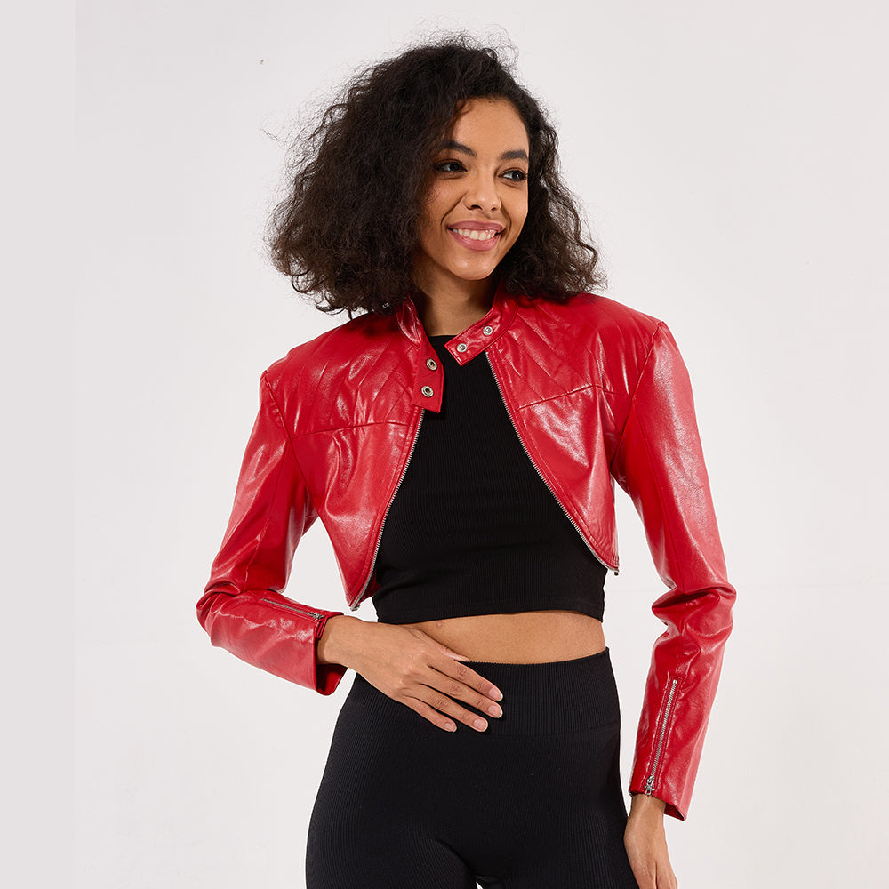 Customize crop top Motor Sport short Leather cool Jacket