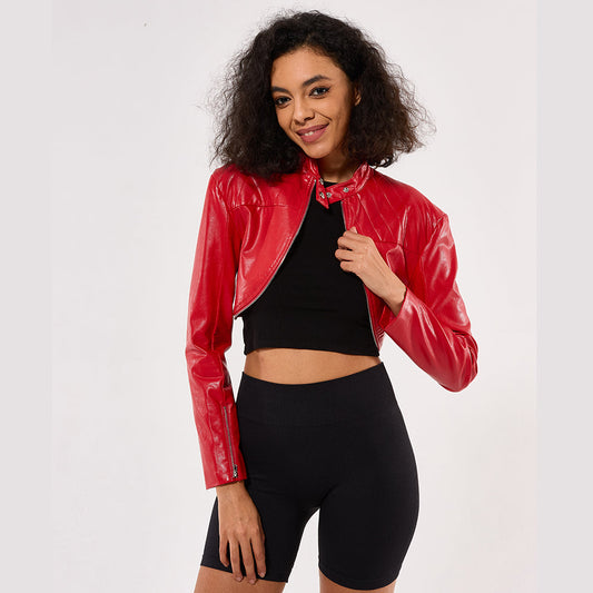 Customize crop top Motor Sport short Leather cool Jacket