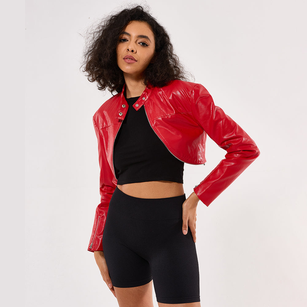 Customize crop top Motor Sport short Leather cool Jacket