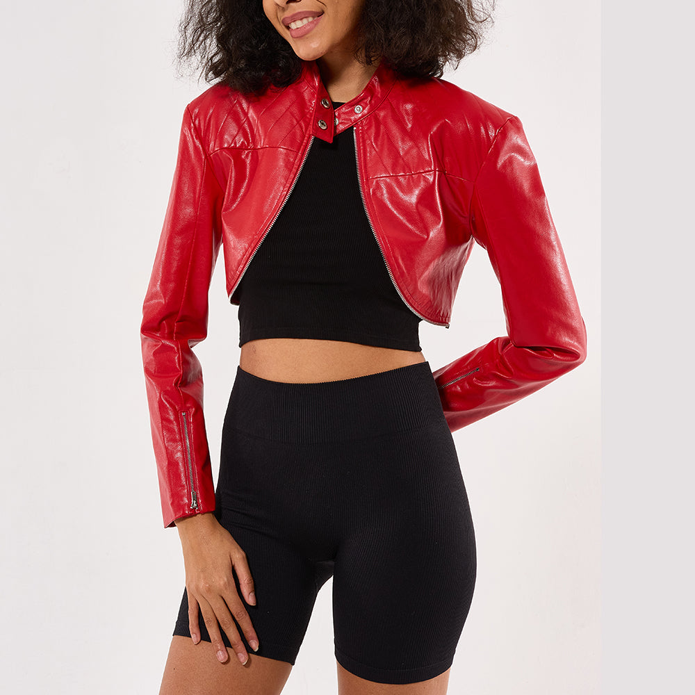 Customize crop top Motor Sport short Leather cool Jacket