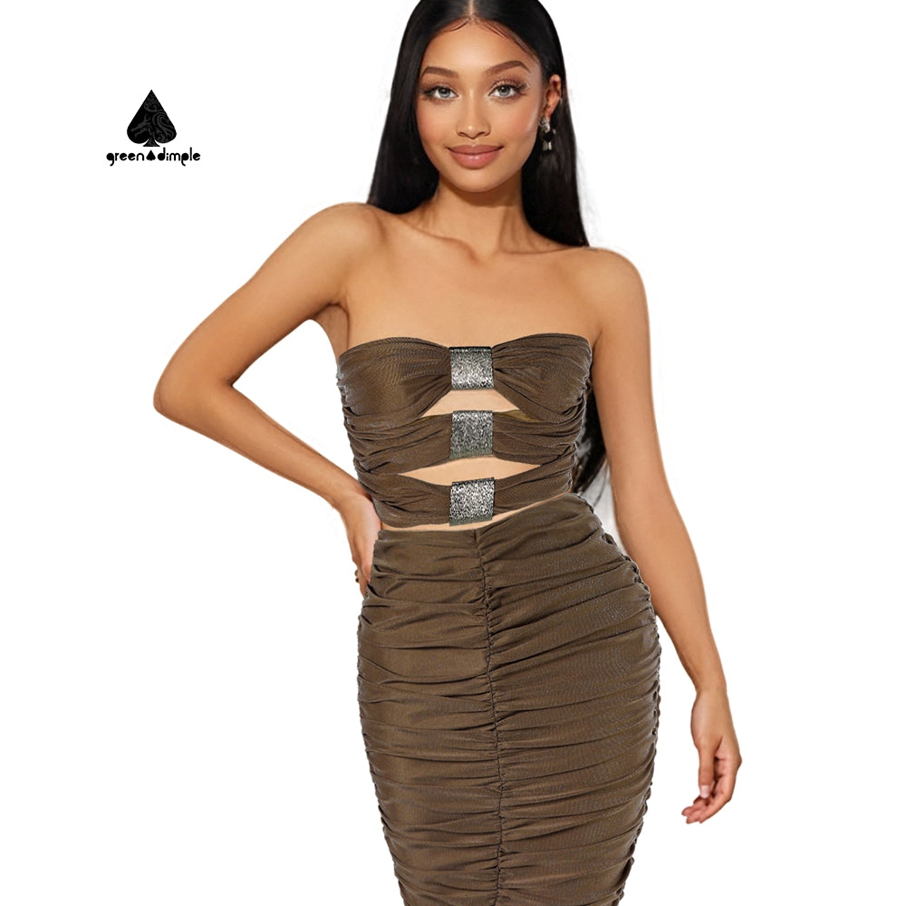 Sexy wrap bust off shoulder Hollow Out wrinkle long Dress