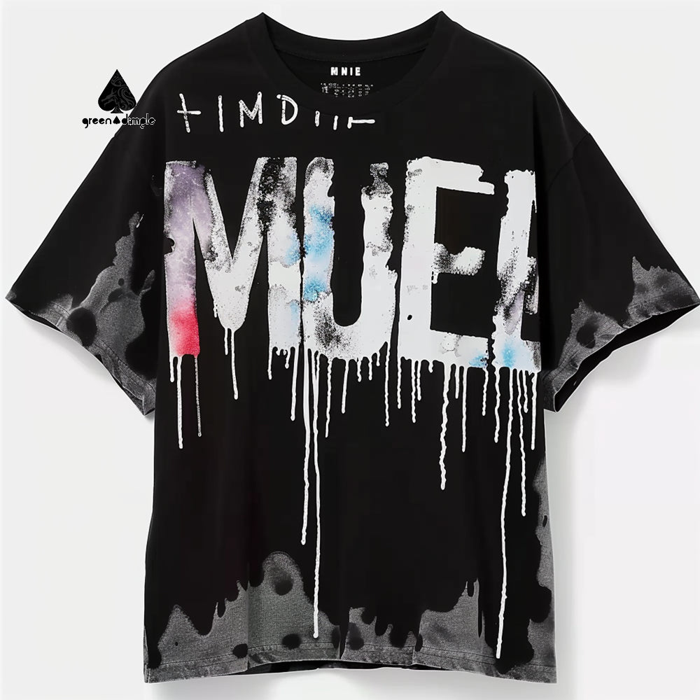 Fashion artist designer printing Design 100% Cotton loose drop shoulder T-shirts