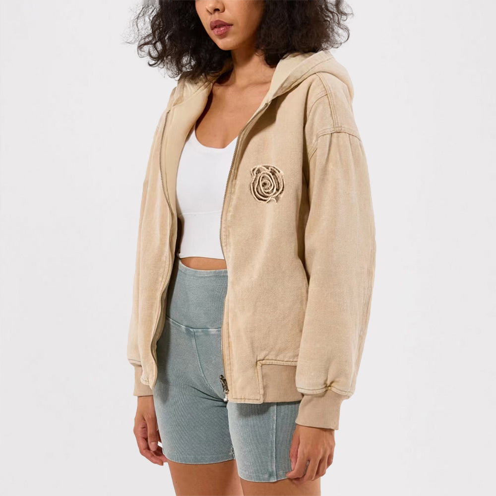 Manufacturer oversized heavyweight acid wash full zip up 100% cotton 500 gsm hoodie