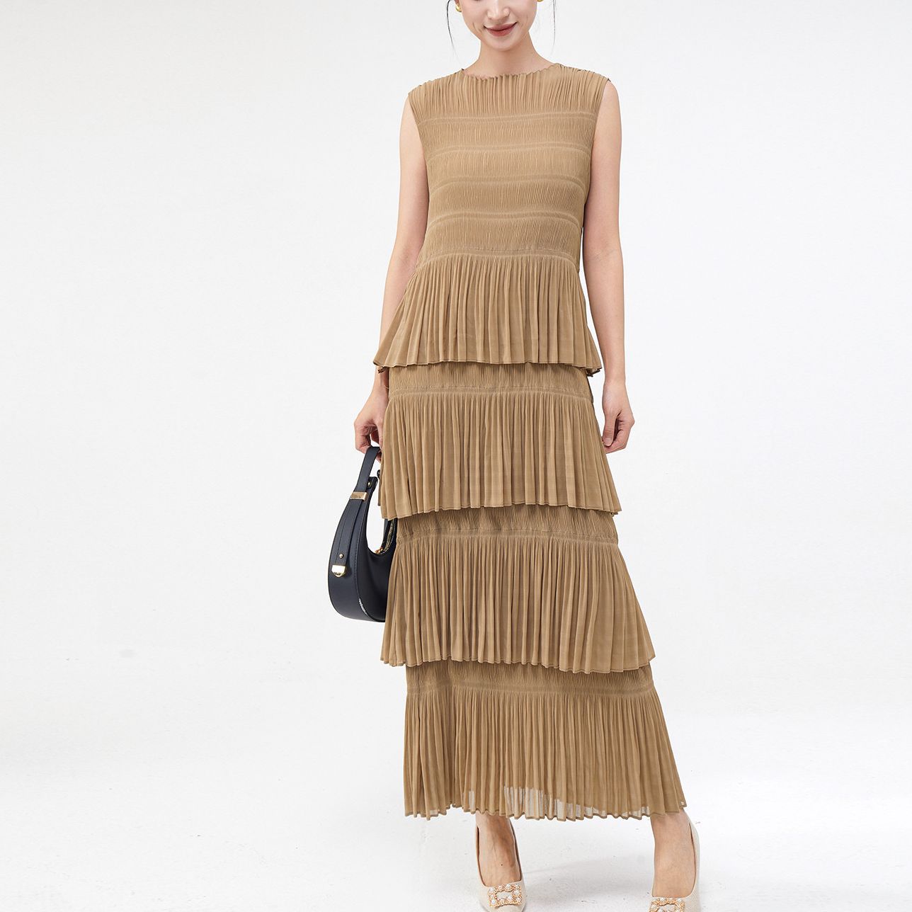 Wrinkled Oversize Summer Loose Women Formal Maxi Fashionable Casual Dress