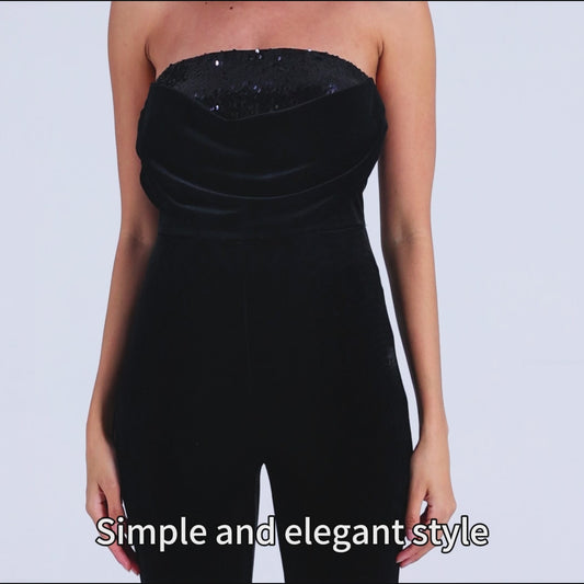 Customize design OEM ODM Sequin bodycon fashion club wear party jumpsuit