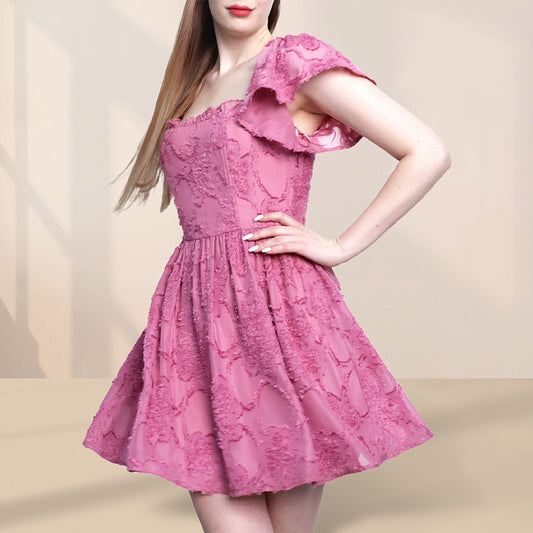 Sierra Chiffon Mini Dress - Pink-2