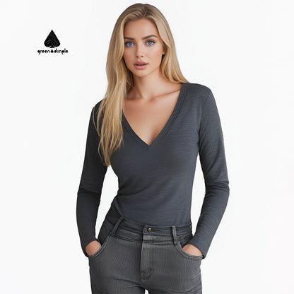 Breathable Loose Fitting Deep V Neck Women's undershirt