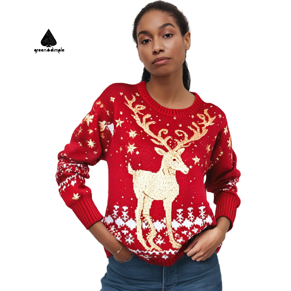 Women's Christmas Reindeer Pullover Sweater