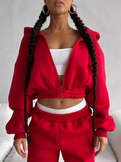 Solid Color 3 Pieces Clothing set Hoodie Bra Vest Pants Sports Outfits