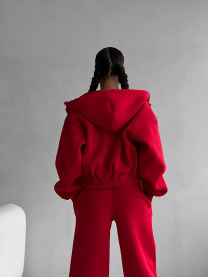 Solid Color 3 Pieces Clothing set Hoodie Bra Vest Pants Sports Outfits