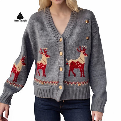 Cashmere Sweater Christmas Knitted Women's Cardigan